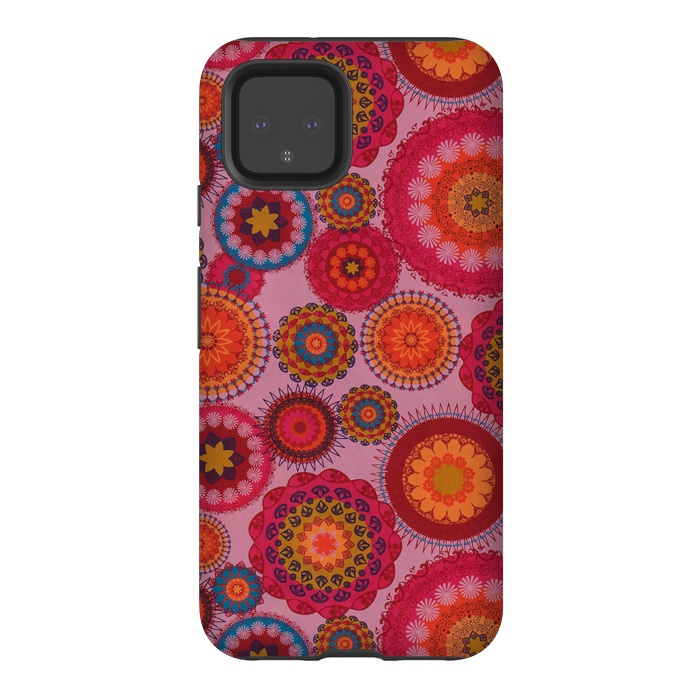 Pixel 4 StrongFit scattered mosaics in magenta by ArtsCase