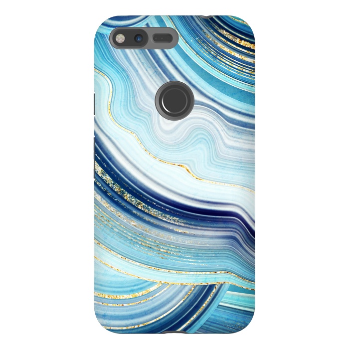 Pixel XL StrongFit Marble Design with gold veins, painted artificial marbled by ArtsCase