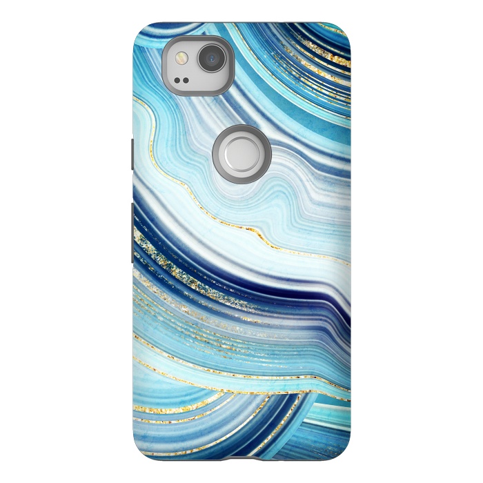 Pixel 2 StrongFit Marble Design with gold veins, painted artificial marbled by ArtsCase