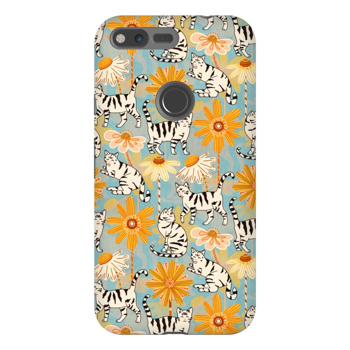 Pixel XL StrongFit Daisy Cats - Baby Blue  by Tigatiga