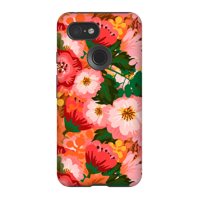Pixel 3 StrongFit Bouquet of flowers in pom poms and dahlias by ArtsCase