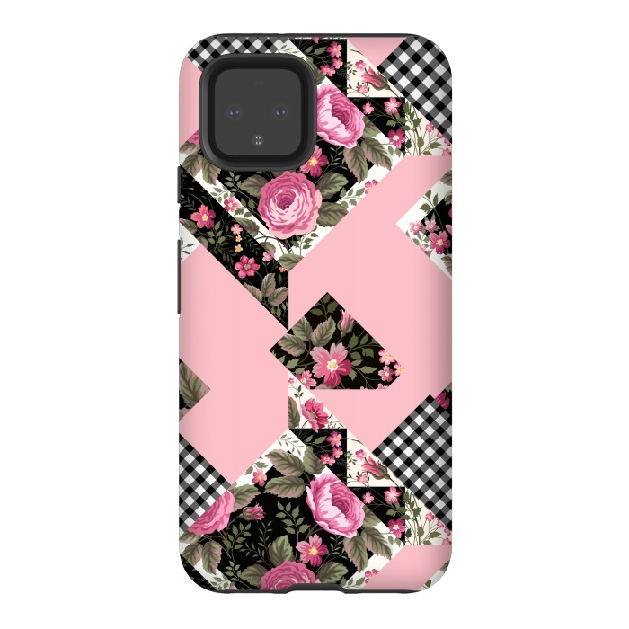Pixel 4 StrongFit elegant roses with pink background by ArtsCase