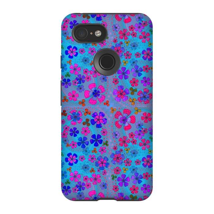 Pixel 3 StrongFit psychedelic flowers in summer by ArtsCase