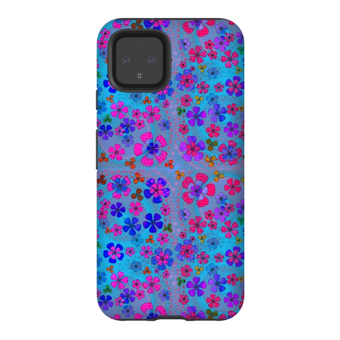 Pixel 4 StrongFit psychedelic flowers in summer by ArtsCase