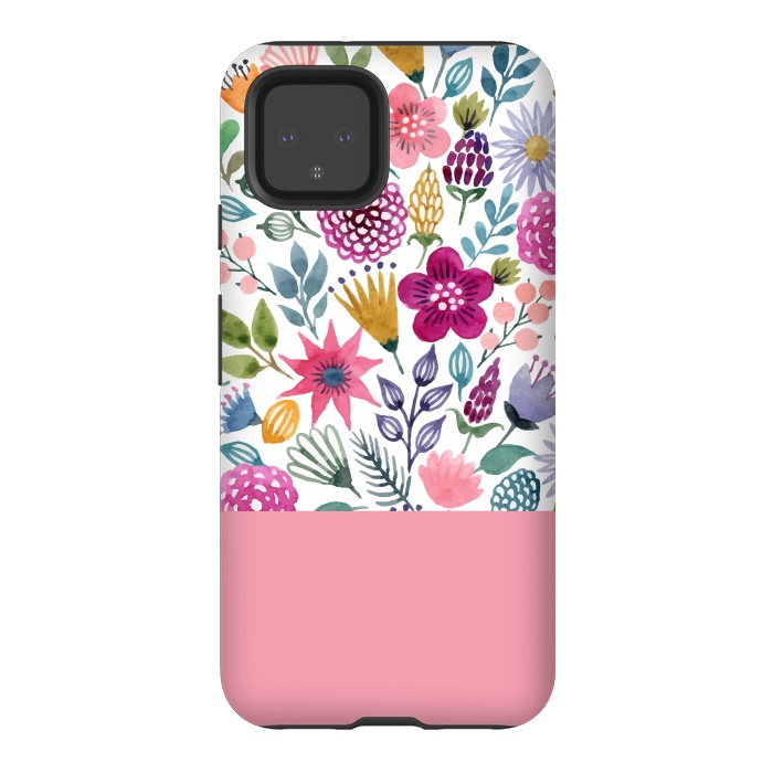 Pixel 4 StrongFit watercolor flowers for summer by ArtsCase
