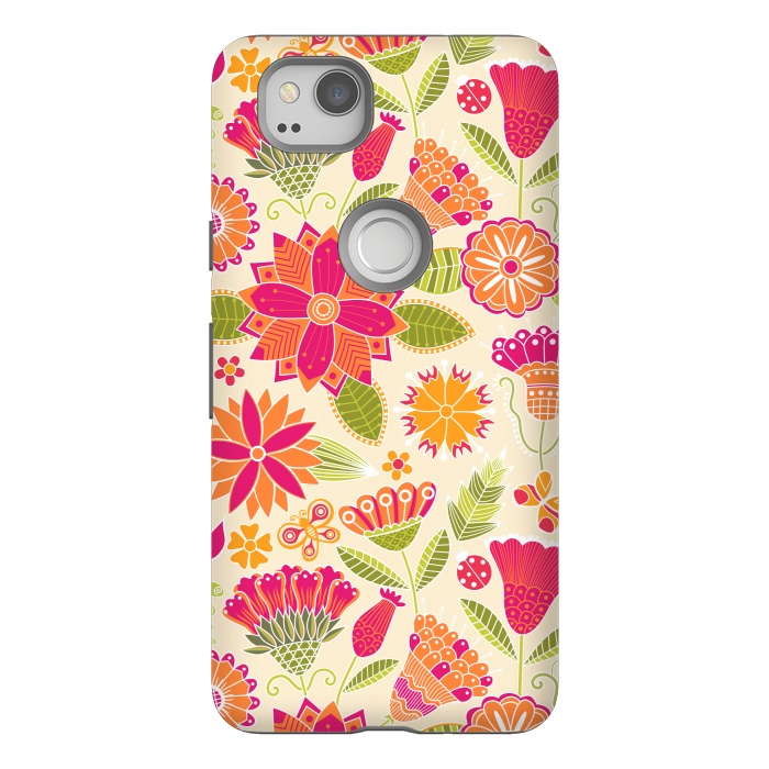 Pixel 2 StrongFit geometric colored flowers by ArtsCase