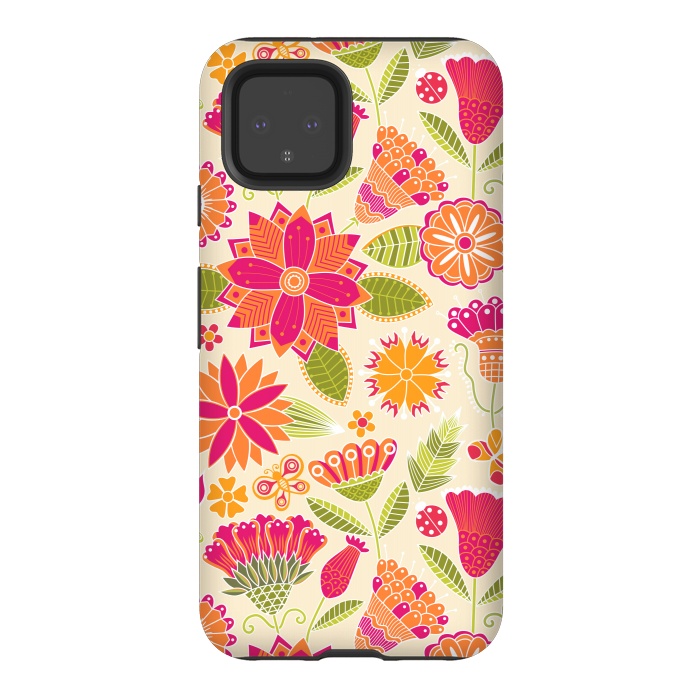 Pixel 4 StrongFit geometric colored flowers by ArtsCase