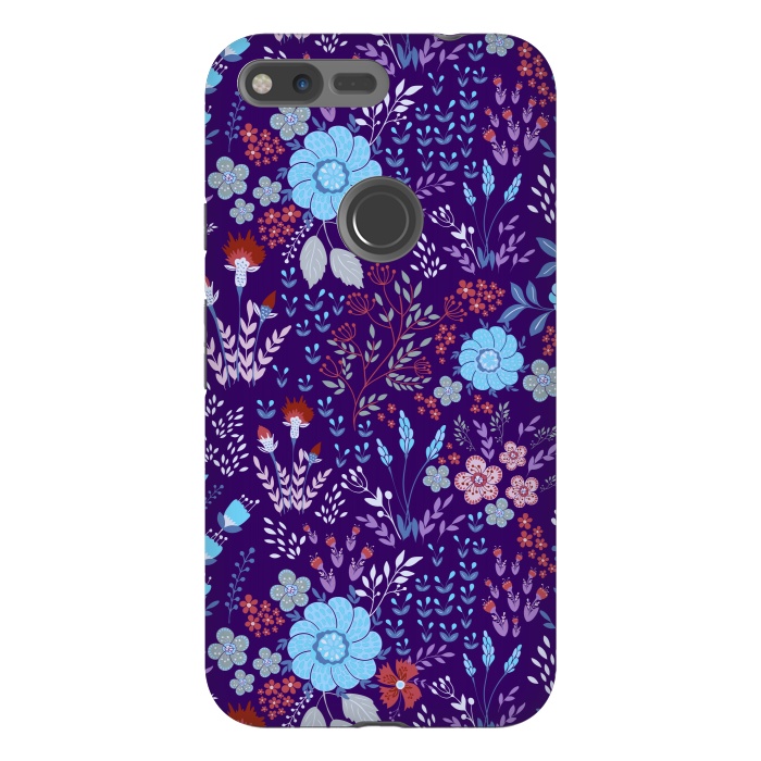 Pixel XL StrongFit tiny flowers in cold colors by ArtsCase