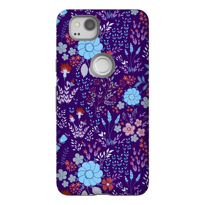 Pixel 2 StrongFit tiny flowers in cold colors by ArtsCase