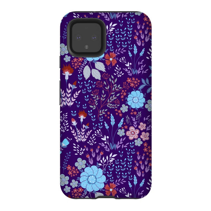 Pixel 4 StrongFit tiny flowers in cold colors by ArtsCase