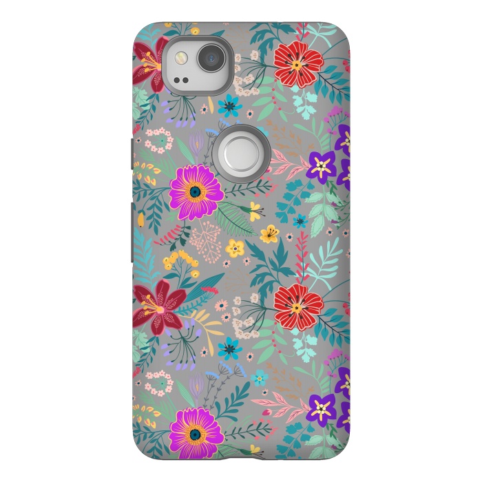 Pixel 2 StrongFit flower patterns on gray background by ArtsCase