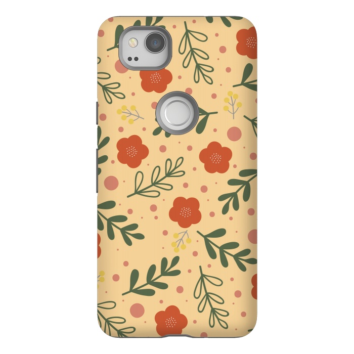 Pixel 2 StrongFit orange flowers for october by ArtsCase