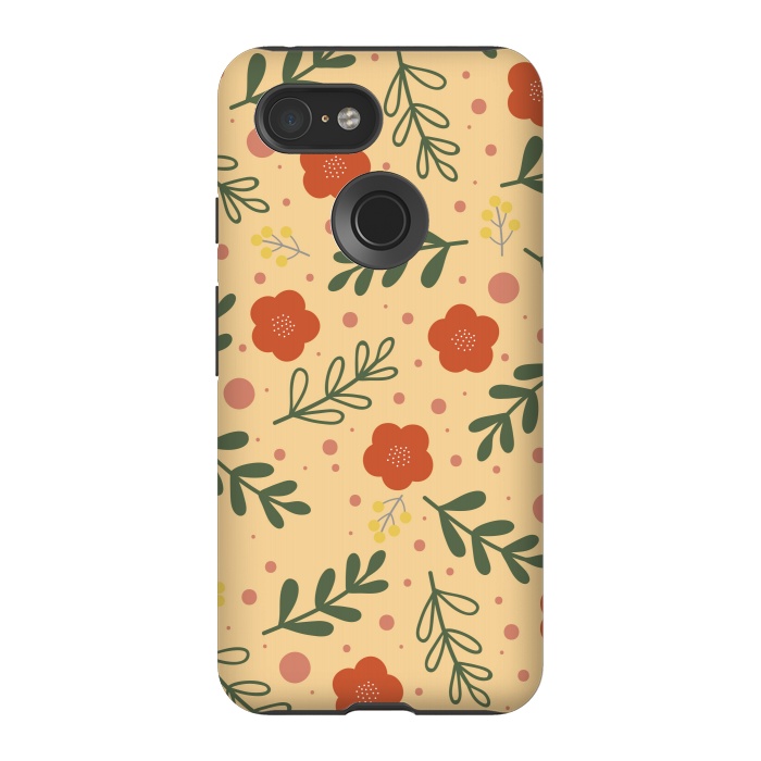 Pixel 3 StrongFit orange flowers for october by ArtsCase
