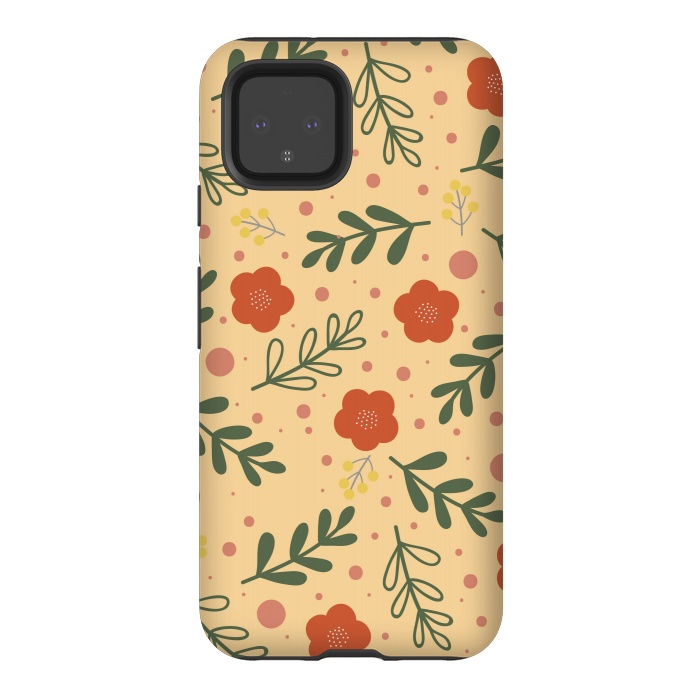 Pixel 4 StrongFit orange flowers for october by ArtsCase