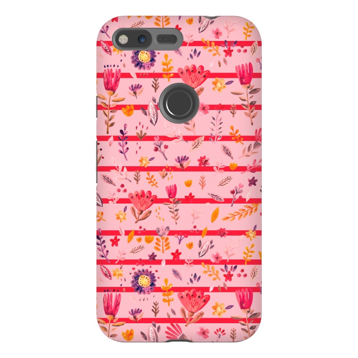 Pixel XL StrongFit stripes vs flowers for autumn by ArtsCase