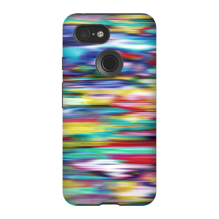 Pixel 3 StrongFit Ikat Blurred Stripes Multicolor by Ninola Design