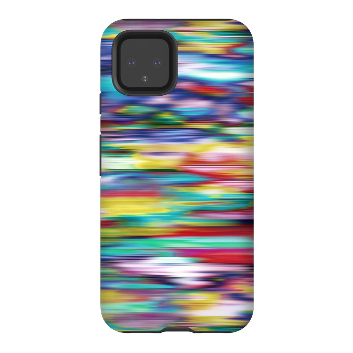 Pixel 4 StrongFit Ikat Blurred Stripes Multicolor by Ninola Design