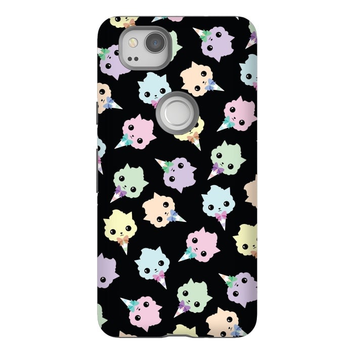 Pixel 2 StrongFit Cotton candy cat pattern by Laura Nagel