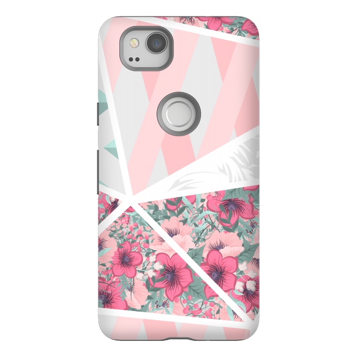 Pixel 2 StrongFit PINK PATCHWORK FLORAL by MALLIKA