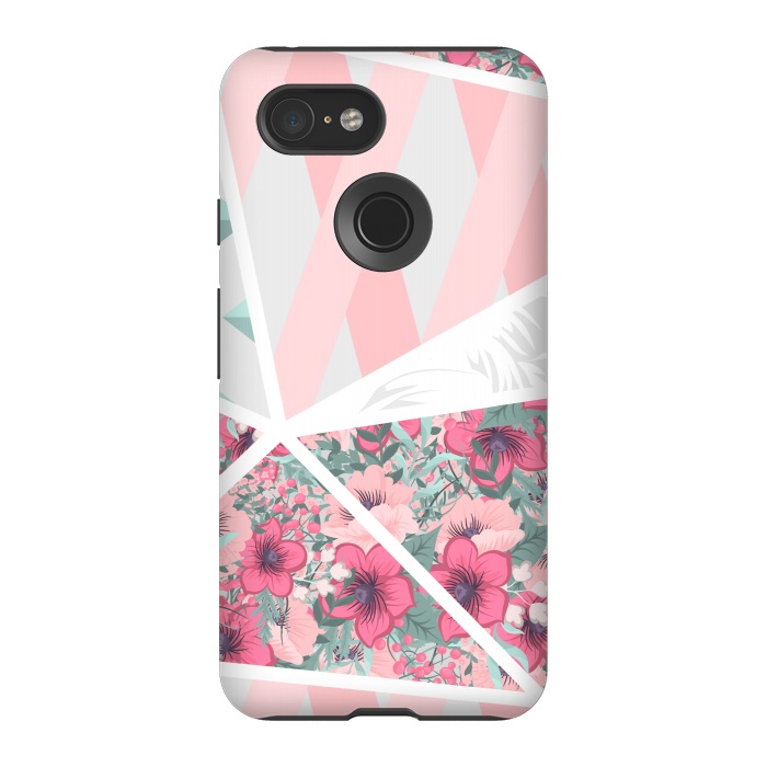 Pixel 3 StrongFit PINK PATCHWORK FLORAL by MALLIKA