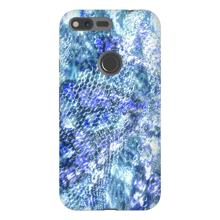 Pixel XL StrongFit Blue watercolor snake skin pattern by Oana 