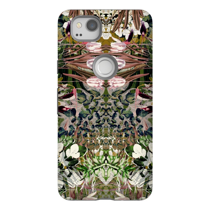 Pixel 2 StrongFit Vintage tulips and foliage botanical pattern by Oana 