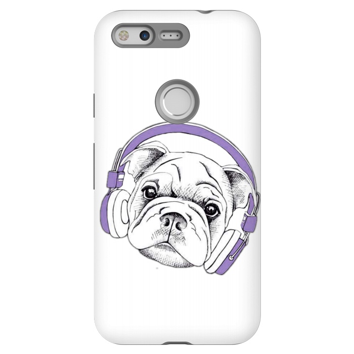 Pixel StrongFit french bulldog listening music by haroulita