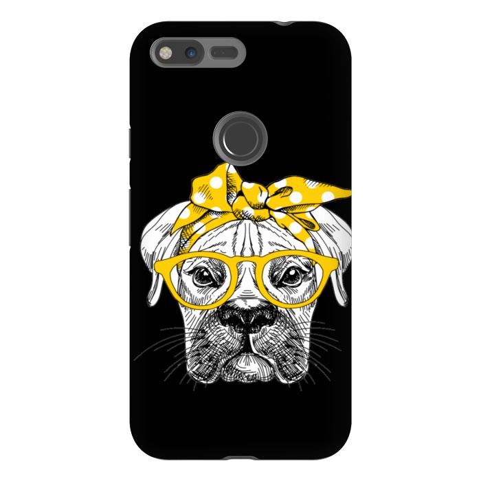 Pixel XL StrongFit cute dog with glasses by haroulita