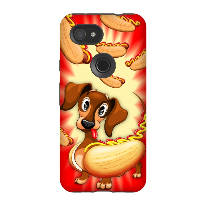 Pixel 3A StrongFit Dachshund Hot Dog Cute and Funny Character by BluedarkArt