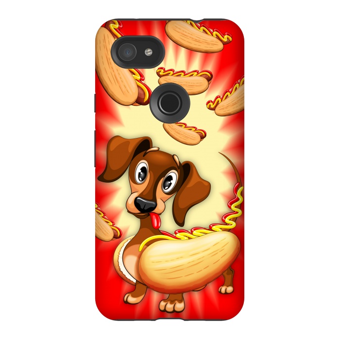 Pixel 3AXL StrongFit Dachshund Hot Dog Cute and Funny Character by BluedarkArt