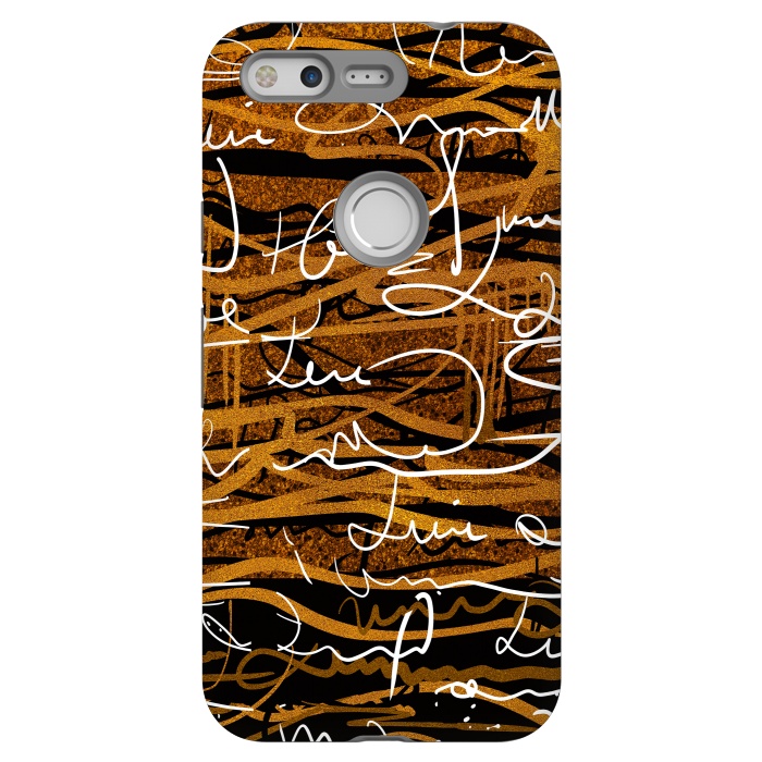 Pixel StrongFit Gold text writing abstract art case by Josie
