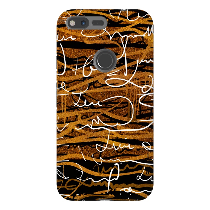 Pixel XL StrongFit Gold text writing abstract art case by Josie