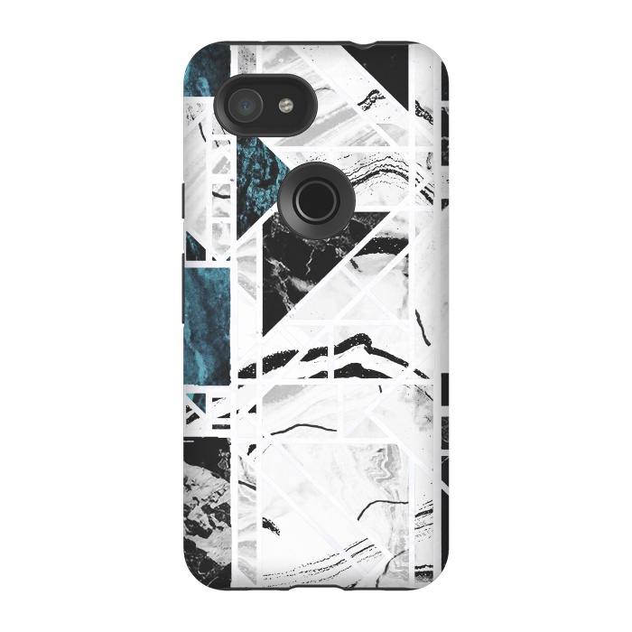 Pixel 3A StrongFit Ink brushed marble tiles by Oana 