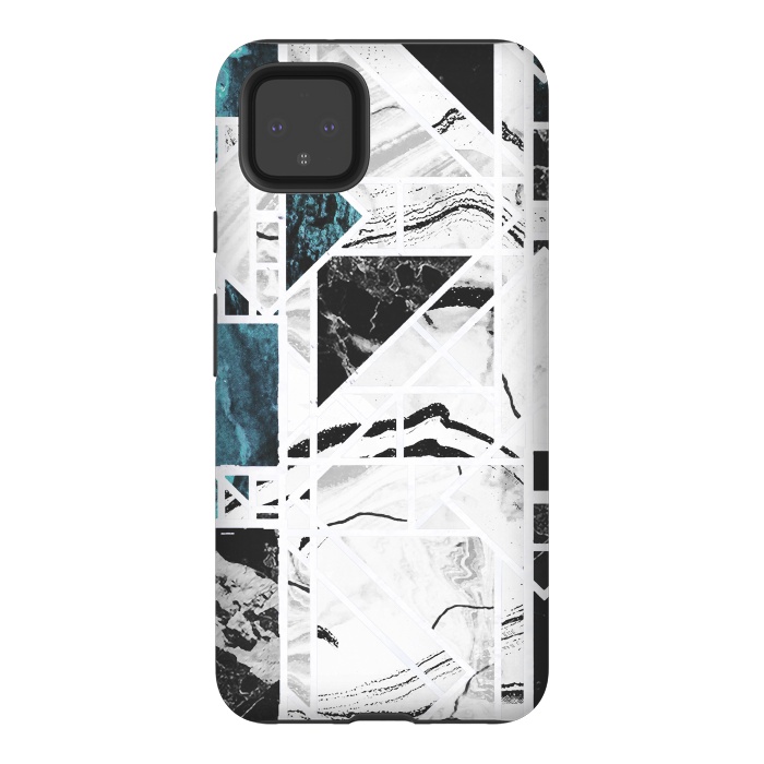 Pixel 4XL StrongFit Ink brushed marble tiles by Oana 