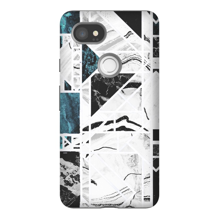 Pixel 2XL StrongFit Ink brushed marble tiles by Oana 