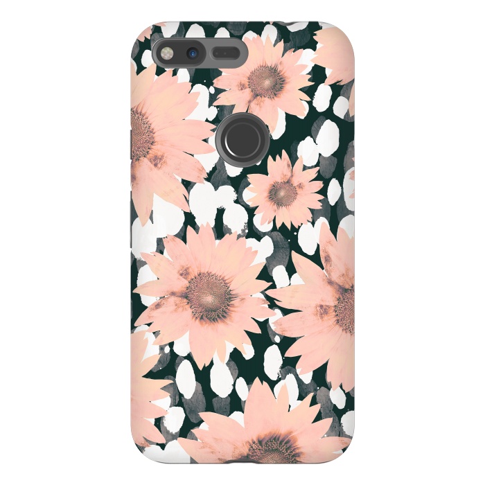 Pixel XL StrongFit Pink flower petals and paint dots by Oana 