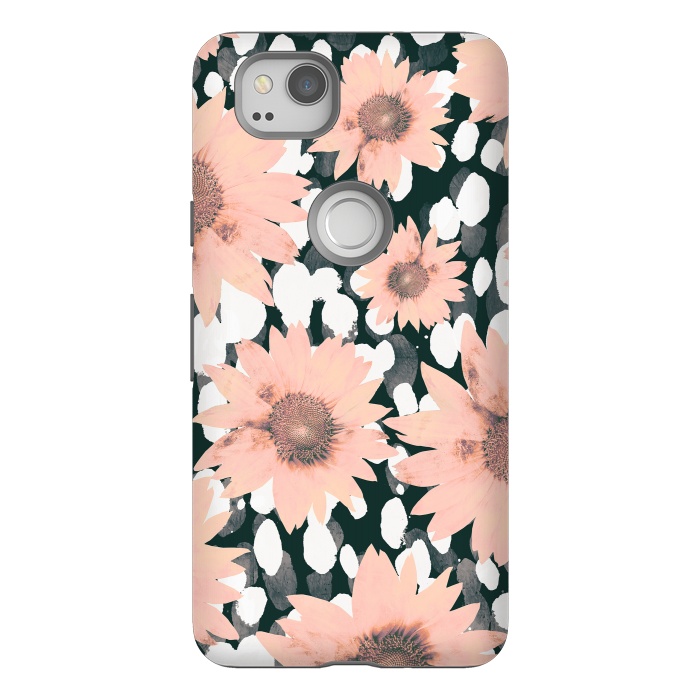 Pixel 2 StrongFit Pink flower petals and paint dots by Oana 