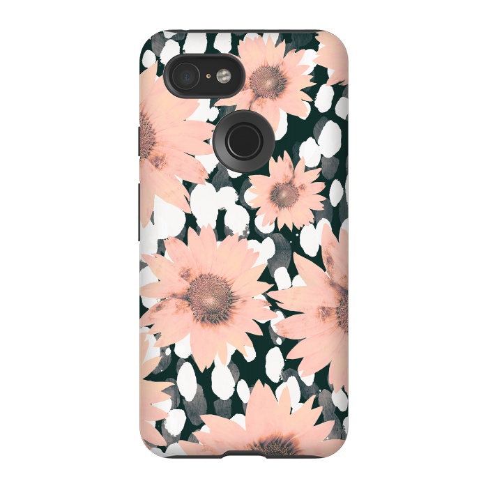Pixel 3 StrongFit Pink flower petals and paint dots by Oana 