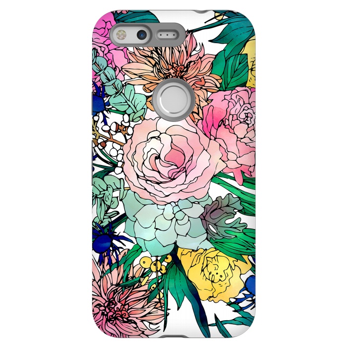 Pixel StrongFit Stylish Colorful Watercolor Floral Pattern by InovArts