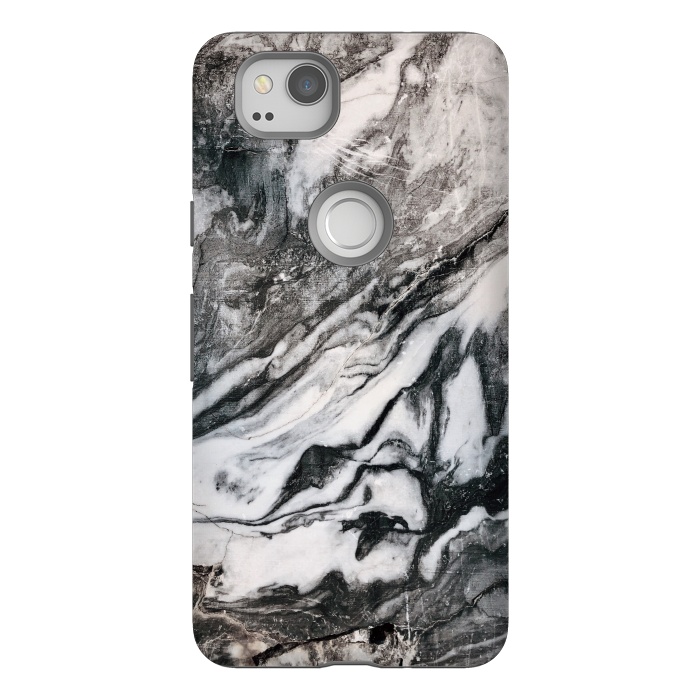 Pixel 2 StrongFit White and black Marble by Winston