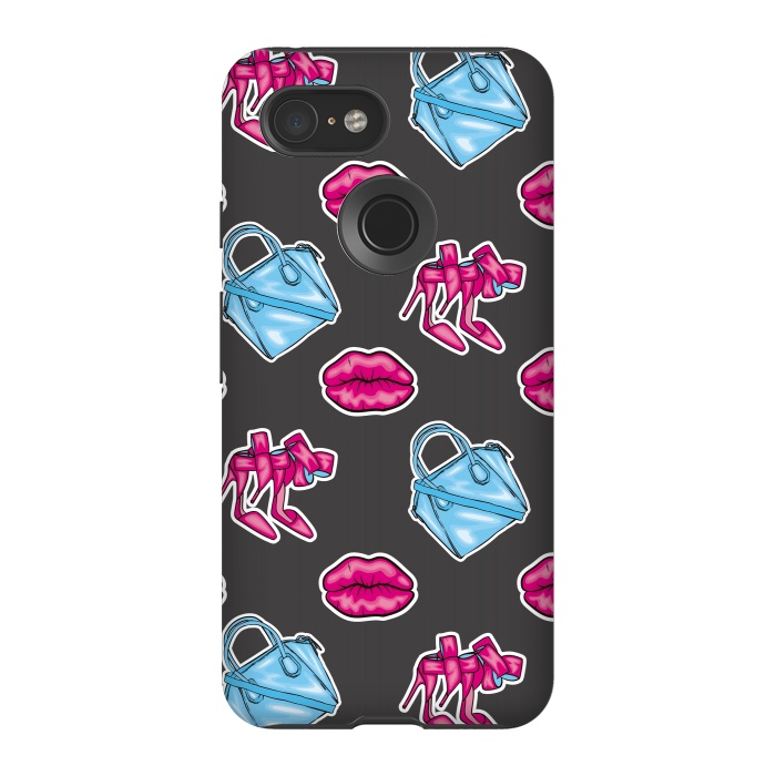 Pixel 3 StrongFit Beautiful background of the lips shoes and bags by ArtsCase