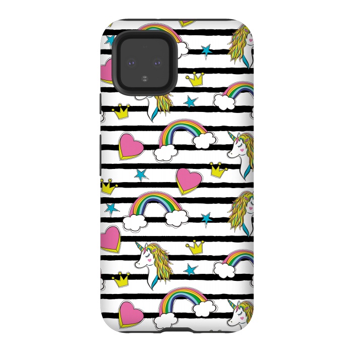 Pixel 4 StrongFit Unicorns Rainbows and Hearts by ArtsCase