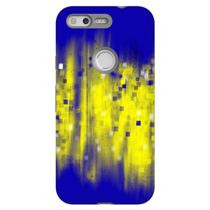 Pixel StrongFit Color blue yellow abstract art by Josie