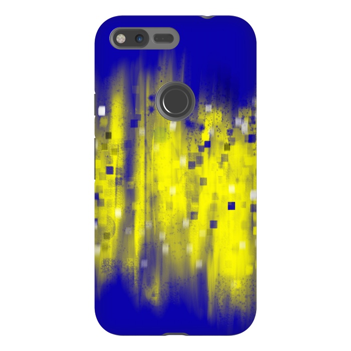 Pixel XL StrongFit Color blue yellow abstract art by Josie