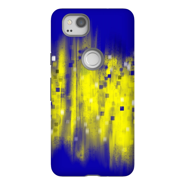 Pixel 2 StrongFit Color blue yellow abstract art by Josie