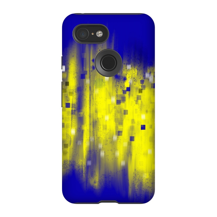 Pixel 3 StrongFit Color blue yellow abstract art by Josie