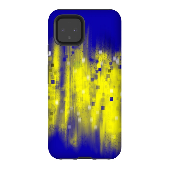 Pixel 4 StrongFit Color blue yellow abstract art by Josie
