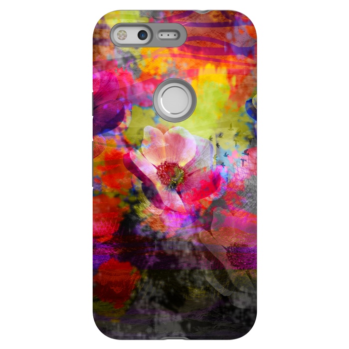 Pixel StrongFit Floral multicolour abstract digital flowers pink by Josie
