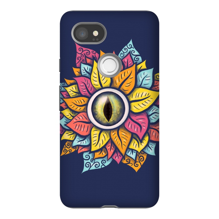 Pixel 2XL StrongFit Colorful Reptile Eye Flower Fun Weird Digital Art by Boriana Giormova