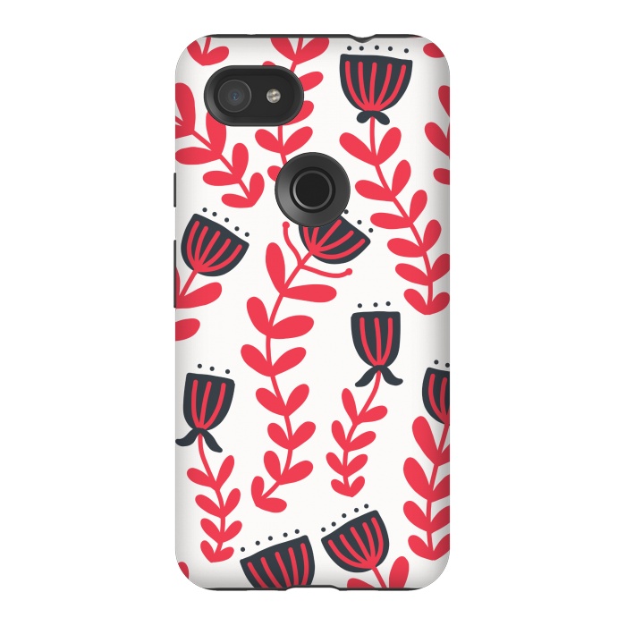 Pixel 3AXL StrongFit Red flowers by Winston